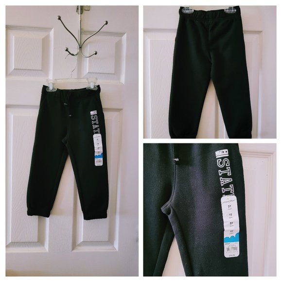 BNWT Black FLEECE PANTS w/POCKETS Sz 2T (drawstring & lightweight!) - Picture 1 of 7